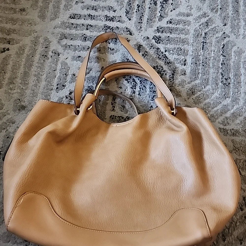 Sondra Roberts Tan Slouchy Hobo Shoulder Bag  Soft Vegan Leather - Picture 7 of 9
